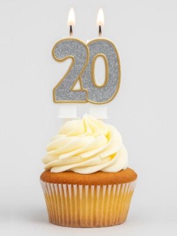 Свеча для торта "Shiny numbe" число 20, (7,5 см)