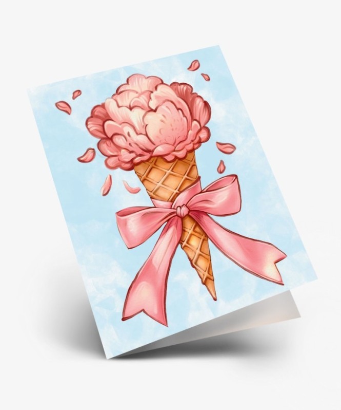 Набор двойных мини открыток 10 шт. &quot;Пион-мороженое&quot;, 6.5*8см 