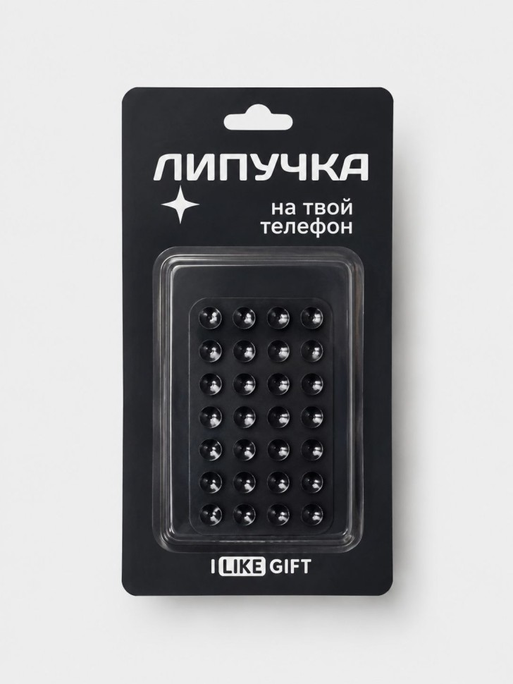 Силиконовая липучка для телефона iLikeGift чёрная  (7,5 х 5,5 см)