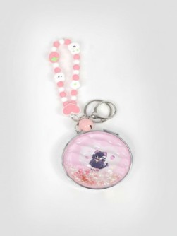 Раскладное зеркало-шейкер с брелоком "Black cat", (7*7 см)