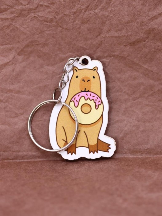 Брелок ECO из дерева «Capybara donut» 