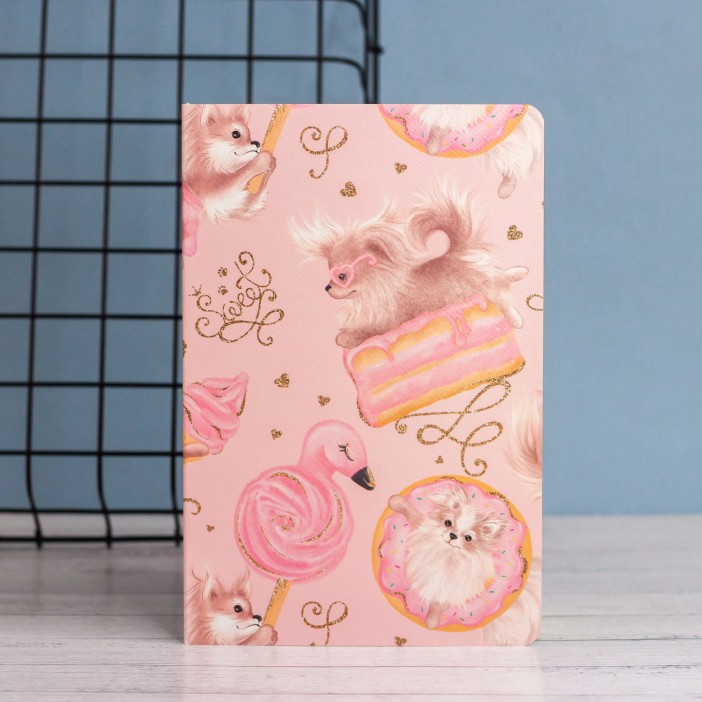 Тетрадь (A5) &quot;Fabulous dog&quot;, pink (13.5*20.5) 