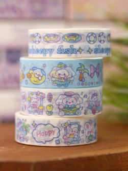 Набор декоративного скотча 4 шт. "Egg group", blue (1.5см*2м)