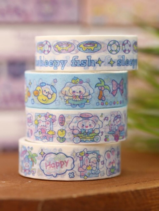 Набор декоративного скотча 4 шт. "Egg group", blue (1.5см*2м) 
