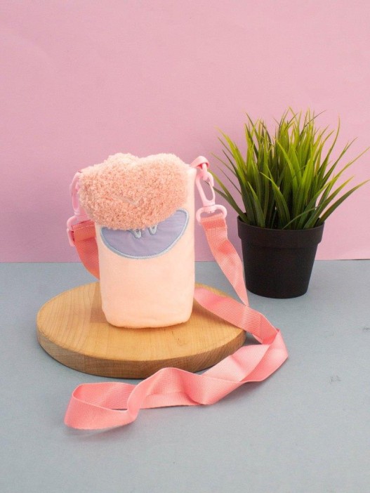 Футляр плюшевый для термоса &quot;Flower&quot;, pink (13*10 см) 