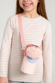 Футляр плюшевый для термоса "Flower", pink (13*10 см)