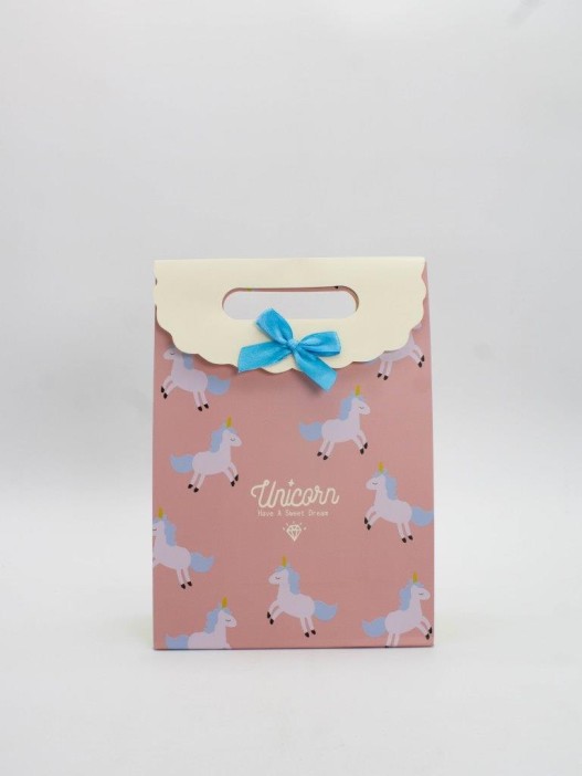 Пакет подарочный  (M) &quot;Lovely unicorn&quot;, orange (19x 9 x 27) 