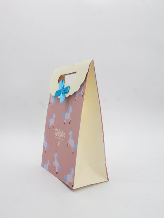 Пакет подарочный  (M) &quot;Lovely unicorn&quot;, orange (19x 9 x 27) 