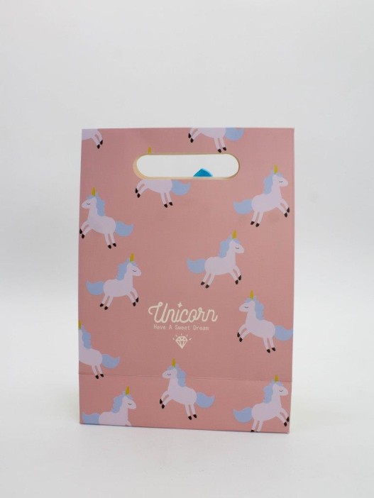 Пакет подарочный  (M) &quot;Lovely unicorn&quot;, orange (19x 9 x 27) 