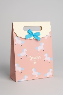Пакет подарочный  (M) "Lovely unicorn", orange (19x 9 x 27)