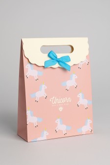 Пакет подарочный  (M) "Lovely unicorn", orange (19x9x27)