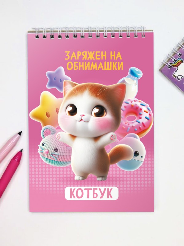 Скетчбук &quot;Заряжен на обнимашки&quot;, 14х20 см,  плотность 100 гр 