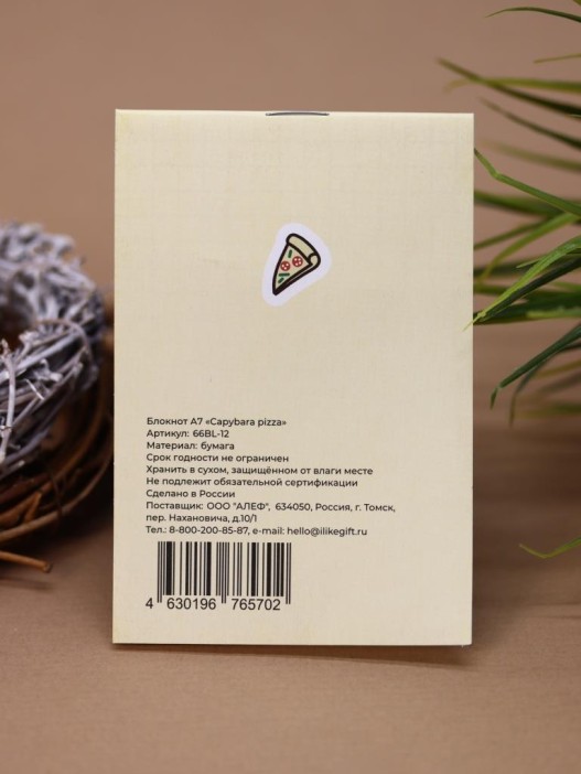 Блокнот А7 «Capybara pizza» 