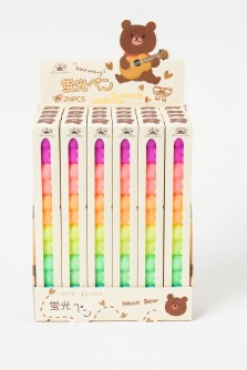 Маркер текстовыделитель "Rainbow bear", 5 в 1, mix, шоу-бокс 24 шт.