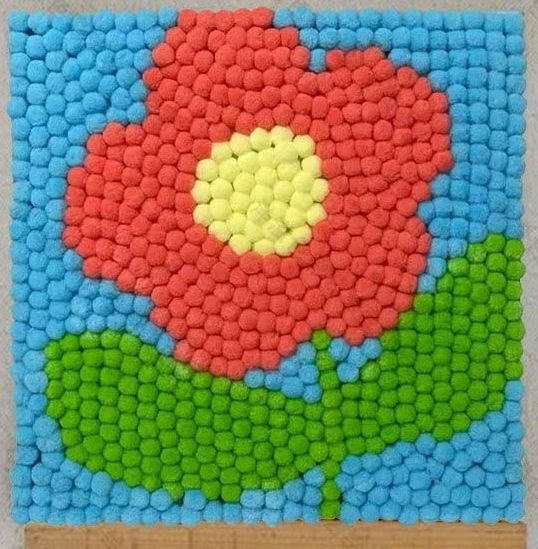 Картина из помпонов на подрамнике Draw Me! «Flower», (20 х 20 см) 