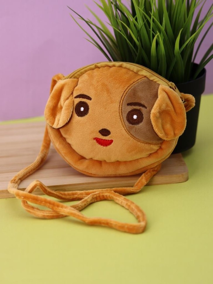 Сумочка плюшевая "Милая собачка", коричневая (13*11,5 см)