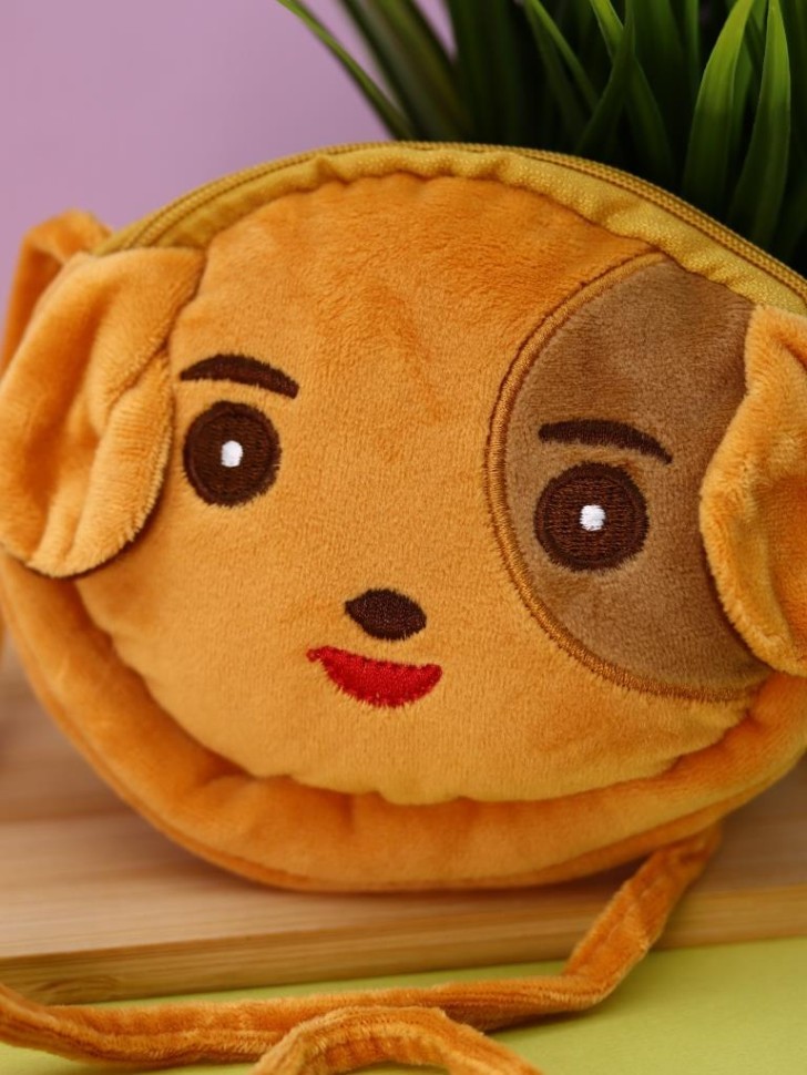 Сумочка плюшевая "Милая собачка", коричневая (13*11,5 см)