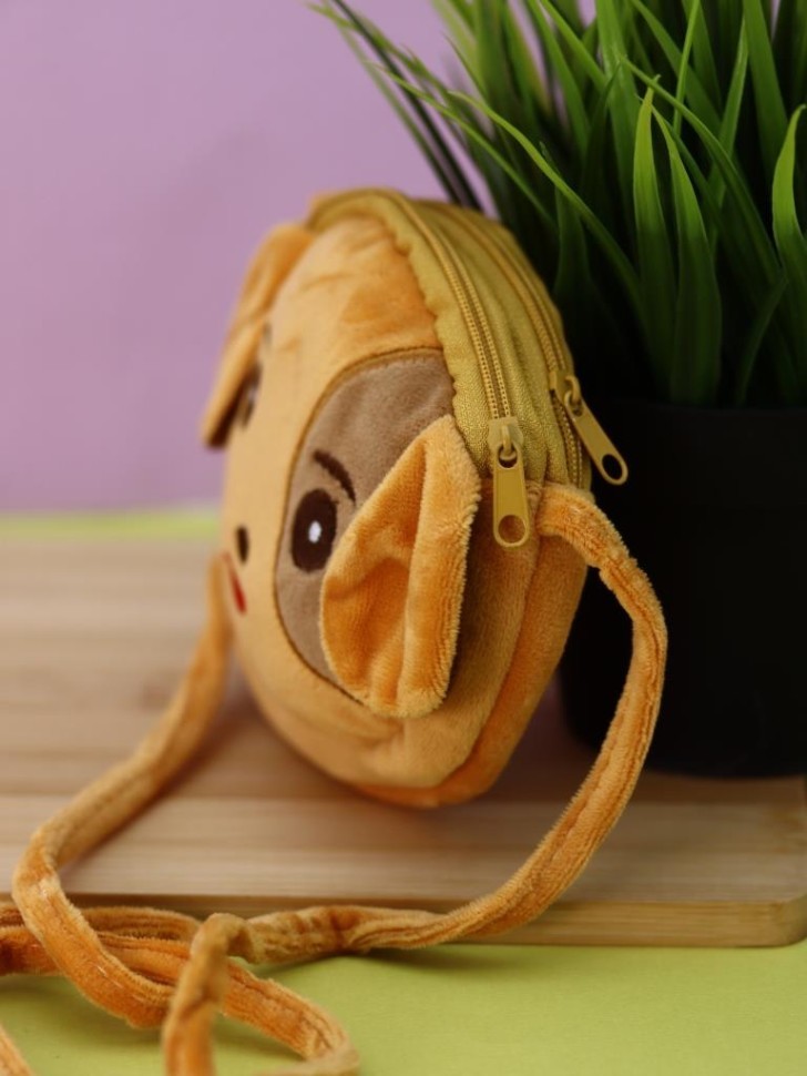 Сумочка плюшевая "Милая собачка", коричневая (13*11,5 см)