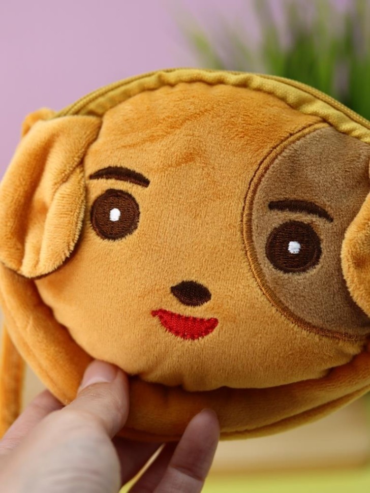 Сумочка плюшевая "Милая собачка", коричневая (13*11,5 см)