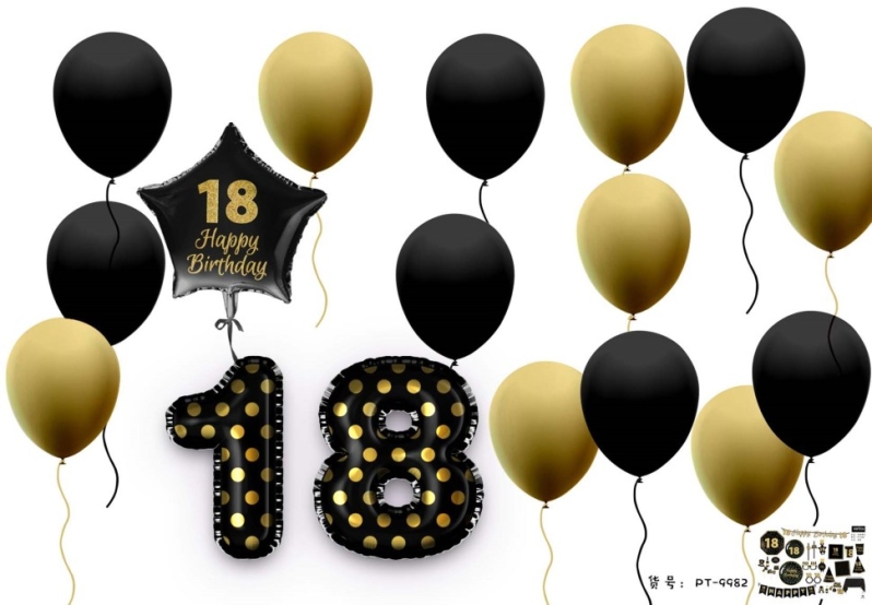 Набор воздушных шаров «Happy birthday.18» 17 шт., black