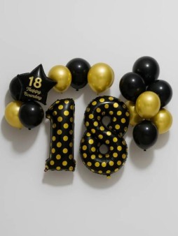 Набор воздушных шаров «Happy birthday.18» 17 шт., black