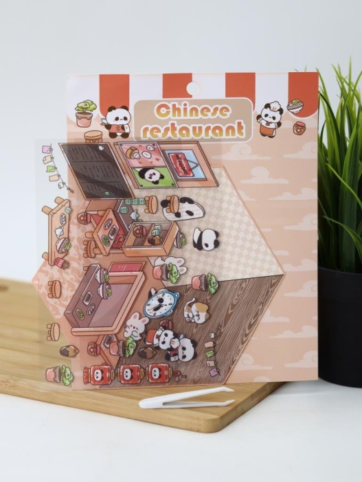 Наклейки+пинцет для творчества румбокс &quot;Китайский ресторан&quot;, оранжевые (16*20 см) 