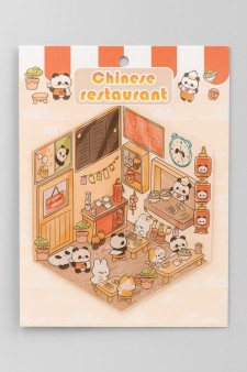 Наклейки+пинцет для творчества румбокс "Китайский ресторан", оранжевые (16*20 см)