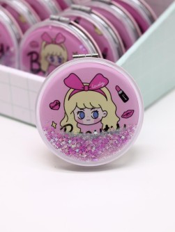 Зеркало раскладное "Девочка и бант", pink, 7*7 см