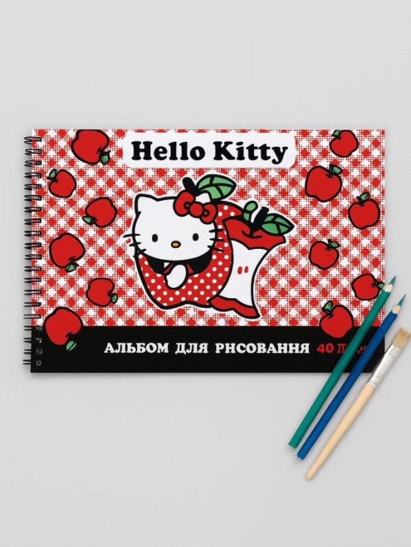 Альбом для рисования А4 "Хэллоу Китти", 40 л, на гребне, мел обложка 235 гр/м2