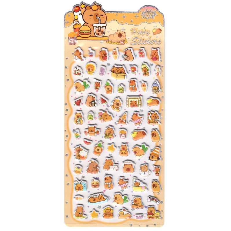 Наклейки зефирные "Капибарка №3" (9,5*21см) 