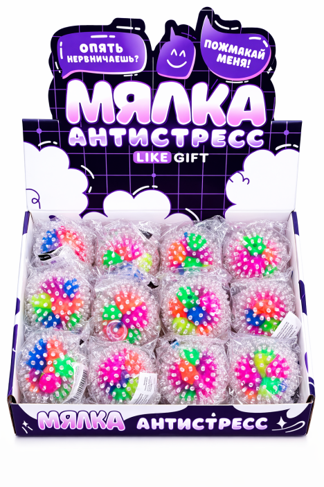 Мялка - антистресс «Шары», шоу-бокс 12 шт. 