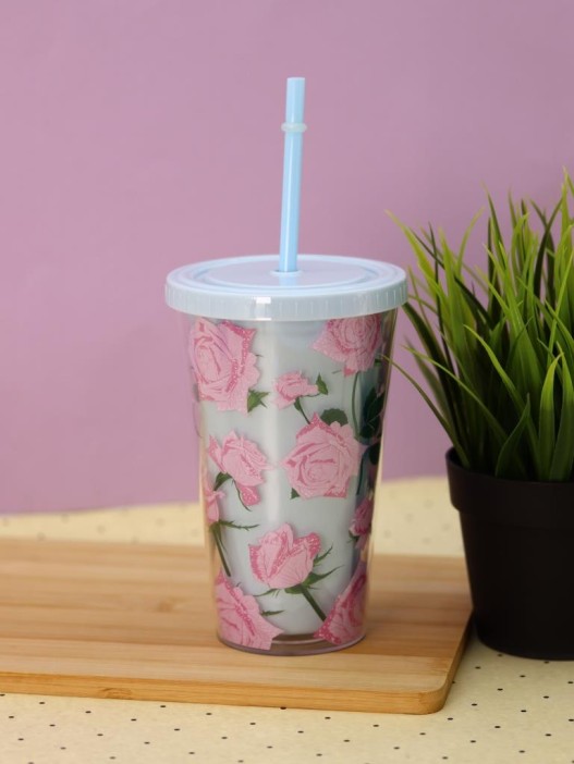 Тамблер iLikeGift &quot;Spicy roses&quot;, blue (450 мл) 