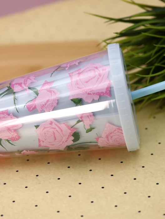 Тамблер iLikeGift &quot;Spicy roses&quot;, blue (450 мл) 