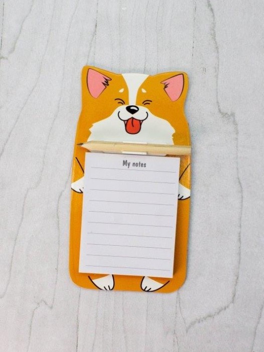 Магнитный блок для записей с карандашом «Corgi», orange, 9х17 см 