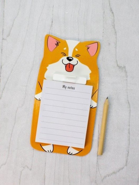 Магнитный блок для записей с карандашом «Corgi», orange, 9х17 см 