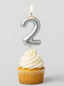 Свеча для торта "Silver glow" цифра 2, (6 см)
