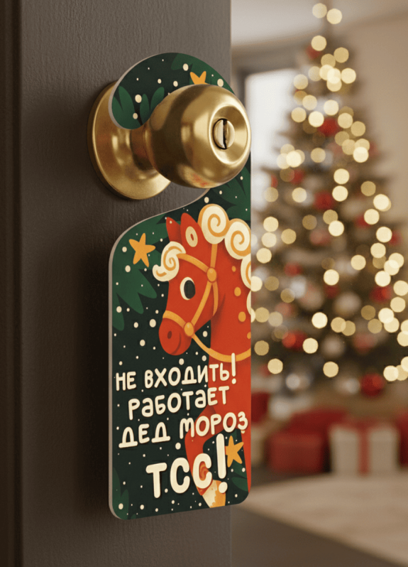 Табличка на дверь (Хенгер) из дерева iLikeGift &quot;Не входить! Работает Дед Мороз!&quot; 