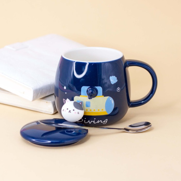 Кружка "Space cat", yellow (400ml) 