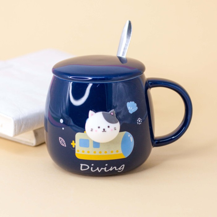 Кружка "Space cat", yellow (400ml) 