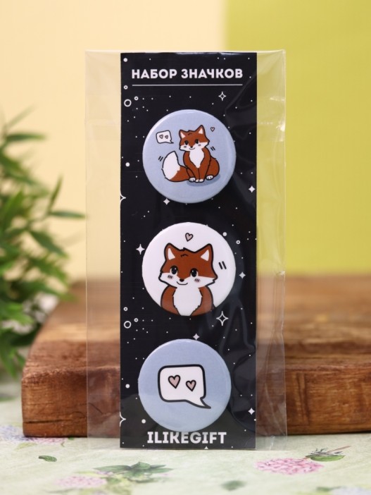 Набор значков Аниме «Fox love» 
