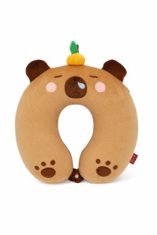 Мягкая игрушка-подушка для шеи "Капибара и апельсин", коричневая (30*30*10см)