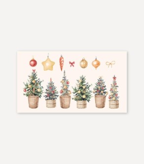 Набор сборных конвертов для денег 5 шт. «Новогодние игрушки с ёлками», 16.5*8 см