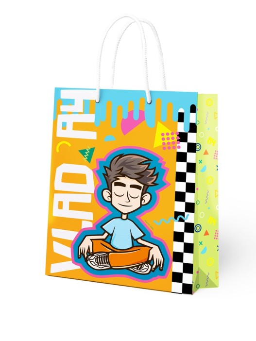 Пакет подарочный XXL 33.5*40.6*15.5см "Влад А4", оранжевый с голубым 