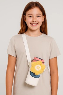 Футляр плюшевый для термоса &quot;Flower&quot;, beige (13*10 см)