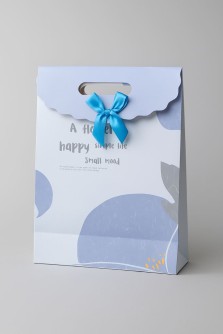 Пакет подарочный (M) "Pastel flower", blue (27*19.5*8.6)