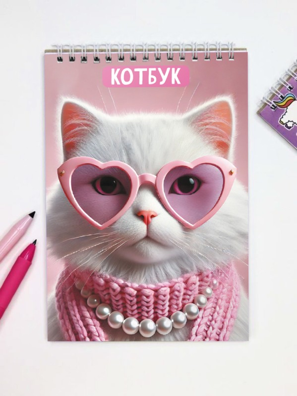 Скетчбук DRAW ME! "Кот в очках", 14х20 см,  плотность 100 гр 