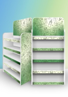 Стойка универсальная напольная "Green" 1890*870*375, 5 полок (+ топпер)