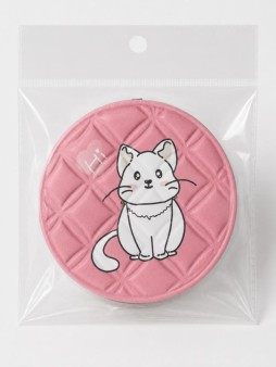 Зеркало раскладное с увеличением "Котик", розовое, 7*7 см