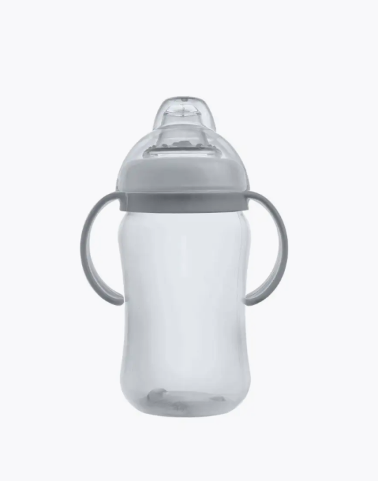 Бутылочка поильник с силиконовым носиком и ручками, grey (270 ml) 