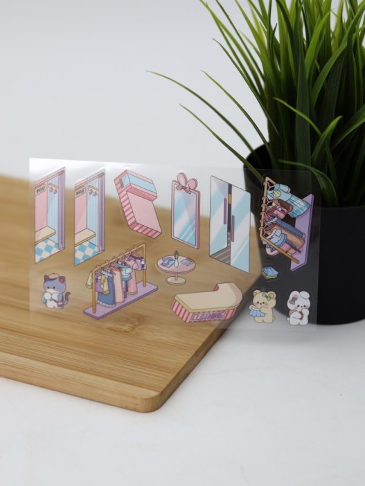 Наклейки+пинцет для творчества румбокс "Магазин одежды", розовые (16*20 см) 